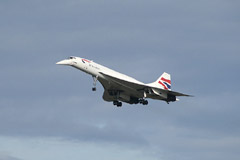 British Airways Concorde G-BOAE lands at Edinburgh Airport for the last time.