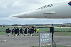 The Haddington Pipe Band welcomes Concorde to the Museum of Flight.